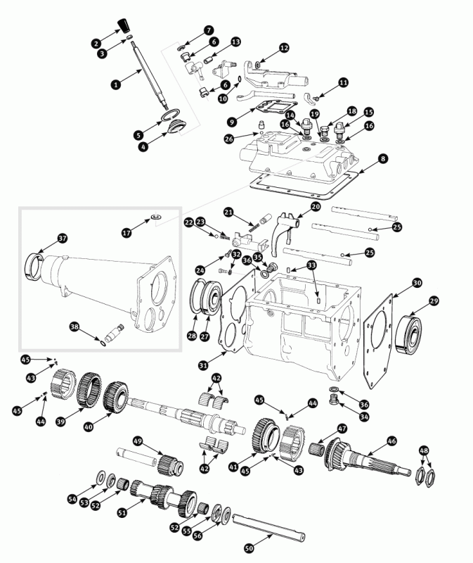 Gearbox and Overdrive - Jaguar Mark II - spare parts for Jaguar Mark II ...